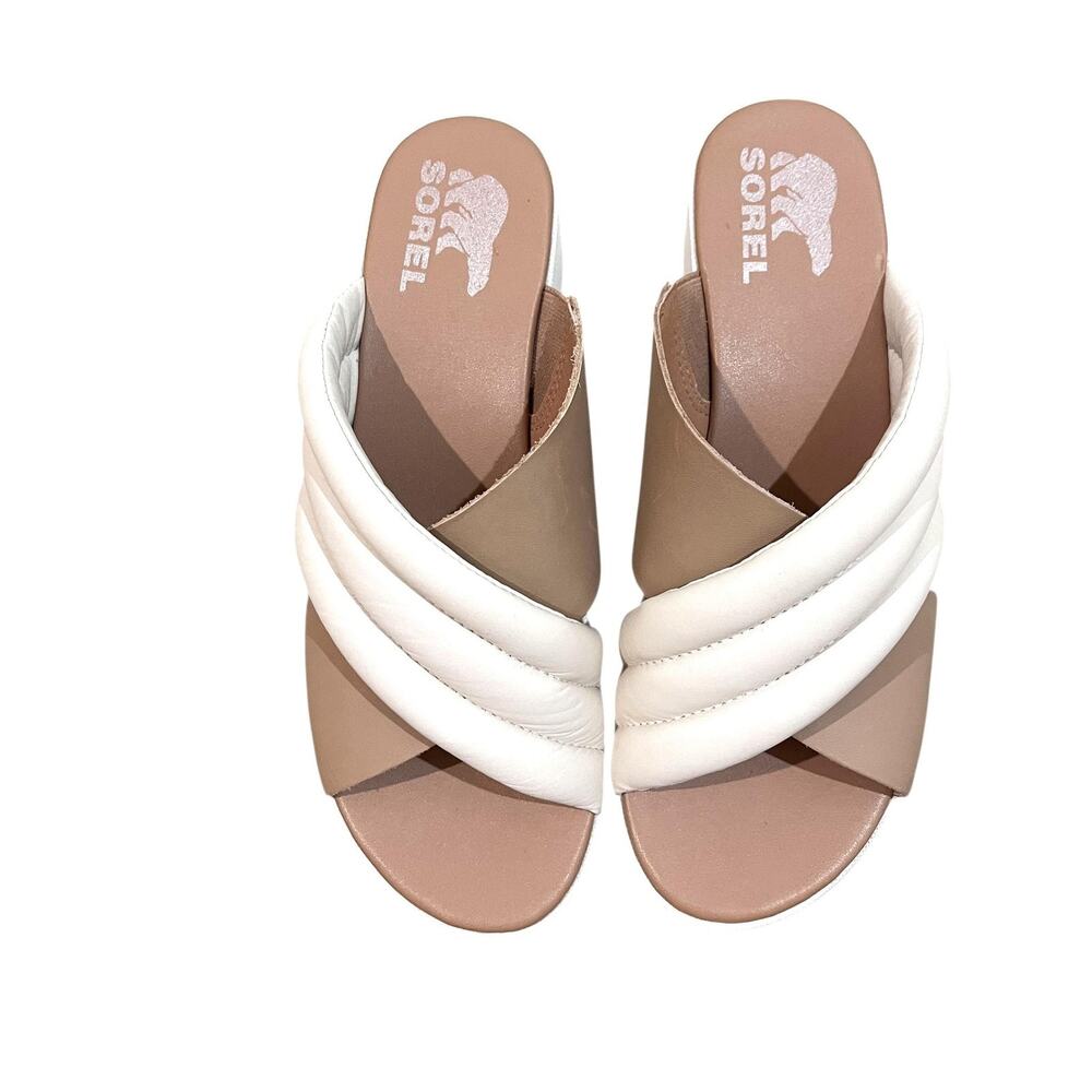 Sorel Shoes Cameron Flatform Puff Wedge Mule Sandal Size 8 | Color: Cream/White - Picture 9 of 11